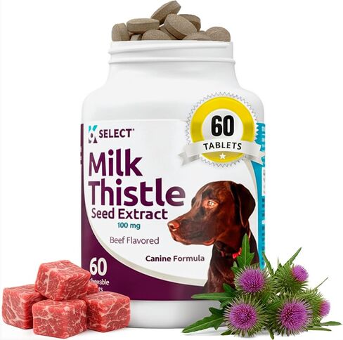 K9 Select Milk Thistle للكلاب، 100 مجم - 60 كبسولة - وظيفة الكبد الصحية للكلاب in Kuwait