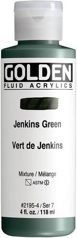 GOLDEN Fluid Acrylics, Jenkins Green, 4 fl. oz. Bottle, Professional Acrylic Paint, Semi-Transparent in Saudi Arabia
