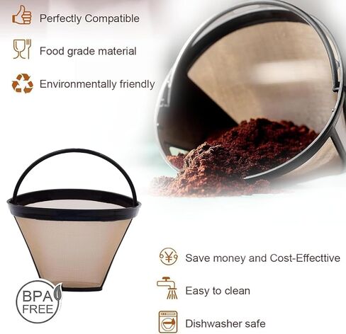 2pcs Reusable #4 Cone Coffee Filter Basket for Ninja and Cuisinart Coffee Makers Coffee Accessories - 2 Pack Permanent Replacement for Ninja and Cuisinart Coffee Brewers in Saudi Arabia
