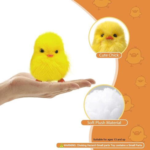28 Pcs Small Chicken Fluffy Chicks Mini Realistic Plush Chick Fur Stuffed Toy Chick for Kids DIY Decorations Party Favors(Yellow) in Kuwait
