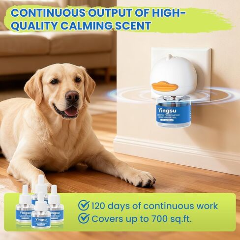 موزع روائح مهدئ للكلاب، 6 في 1 ناشر مهدئ للفيرومونات للكلاب، فرمون مريح للكلاب لتخفيف التوتر والقلق وتقليل العدوانية، يساعد في تدريب الكلب على التبول، 2 موزع روائح 4 عبوات (48 مل) in Kuwait