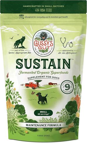 مسحوق مكمل البريبايوتك المتوفر بيولوجيًا من Gussy's Gut Sustain لأمعاء الكلاب والجهاز الهضمي والصحة العامة - 9 مكونات من الدرجة البشرية - مرحلة الحفاظ على Gussy (7.5 أونصة) in Kuwait