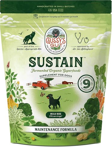 Gussy's Gut Sustain Bioavailable Fermented Prebiotic Supplement Powder for Dog Gut, Digestive & Overall Health- 9 Human Grade Ingredients – Gussy’s Maintain Phase (7.5 Oz) in Saudi Arabia