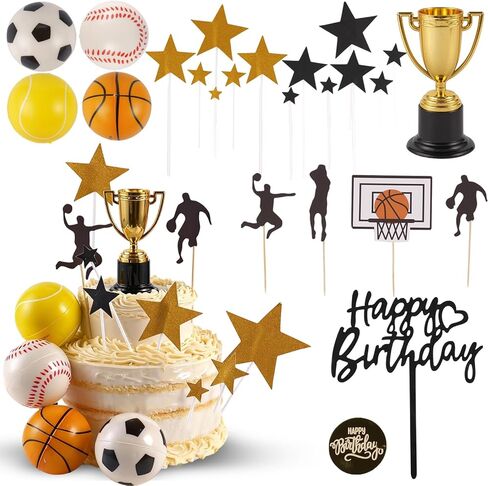 24PCS Sports Cake Topper Sports Cake Decorations for Kids Baby Shower Party Supplies in Saudi Arabia