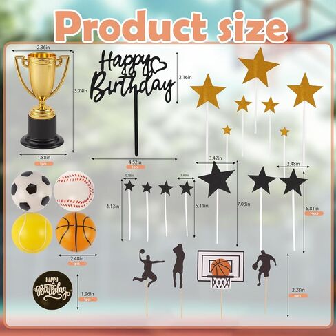24PCS Sports Cake Topper Sports Cake Decorations for Kids Baby Shower Party Supplies in Saudi Arabia