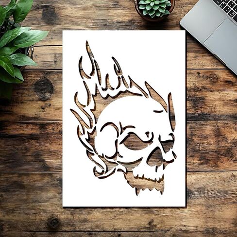 Skull Stencil 8 x 10 Inch – Reusable Plastic Template for Airbrush, Halloween Crafts, Painting, Drawing, and Scrapbooking in Saudi Arabia