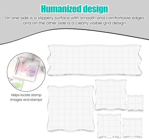 6Pcs Acrylic Stamp Blocks with Grid Lines Reusable Clear Stamping Block Smooth Acrylic Stamp Block Multifunctional Clear Stamping Tool for DIY Scrapbooking in Saudi Arabia