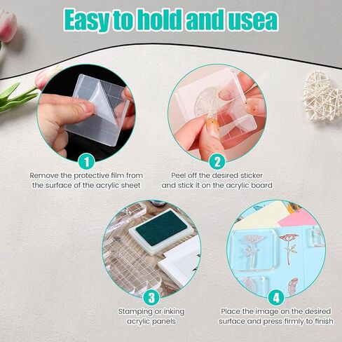 6Pcs Acrylic Stamp Blocks with Grid Lines Reusable Clear Stamping Block Smooth Acrylic Stamp Block Multifunctional Clear Stamping Tool for DIY Scrapbooking in Saudi Arabia