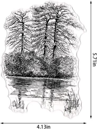 Tree Lake Background Clear Stamps for Card Making and Photo Album Decorations, River Forest Stamps, Nature Scenery Transparent Silicone Stamps for Crafting and DIY Scrapbooking in Saudi Arabia