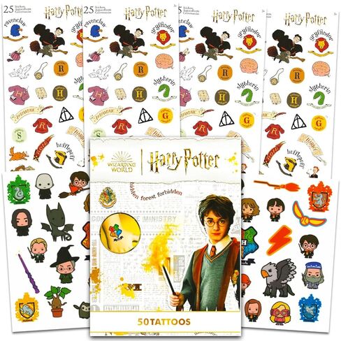 Harry Potter Stickers and Tattoos Party Favors Bundle - 50 Temporary Tattoos and 100 Hogwarts Stickers for Kids | Harry Potter Party Favors Set in Saudi Arabia