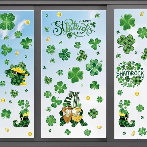DECORWELL 500Pcs St. Patrick's Day Stickers Roll, Shamrock Stickers for St Patricks Day Decorations, Lucky Clover Self-Adhesive Laser Seal Labels Decor for Irish Party Envelope Cards Gift Bags in Saudi Arabia