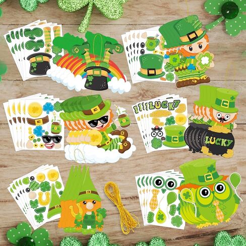 Fancy Land St. Patrick Day Craft Kit for Kids Make A St. Patrick's Day Stickers Leprechauns Shamrock Owl for Party 30Pack in Saudi Arabia