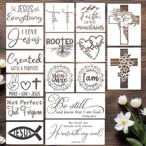 Christian Stencils for Crafts Reusable Motivational Bible Verse Stencil Template Religious Stencils for Painting on Wood Sign Fabric Canvas DIY Crafts in Kuwait