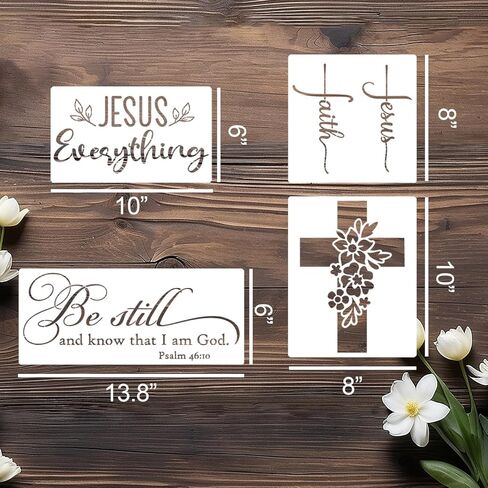 Christian Stencils for Crafts Reusable Motivational Bible Verse Stencil Template Religious Stencils for Painting on Wood Sign Fabric Canvas DIY Crafts in Kuwait
