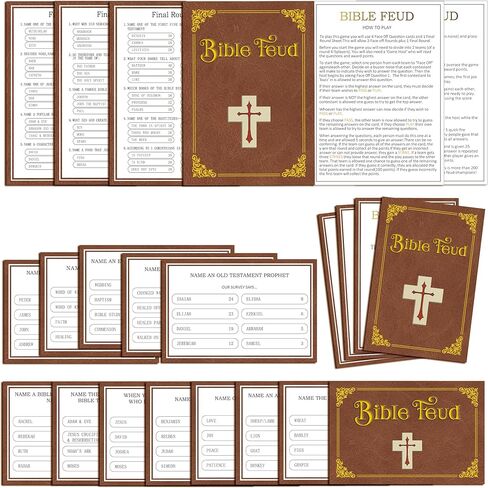 Bible Feud Quiz, Bible Trivia Games for Family, Family Feud Game for Adults, Bible Family Feud Questions, Games for Church Group, Trivia Cards(scyx01) in Saudi Arabia