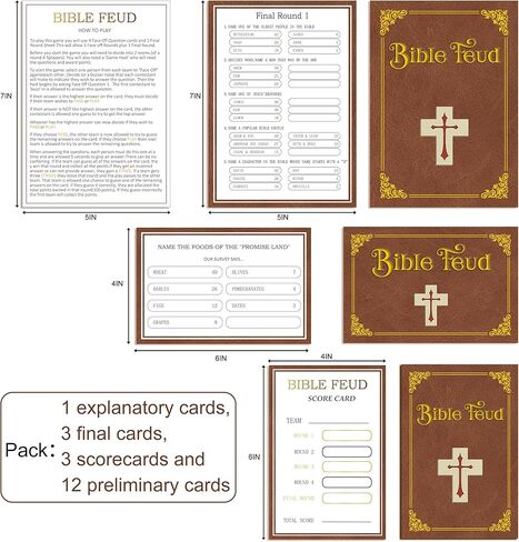 Bible Feud Quiz, Bible Trivia Games for Family, Family Feud Game for Adults, Bible Family Feud Questions, Games for Church Group, Trivia Cards(scyx01) in Saudi Arabia