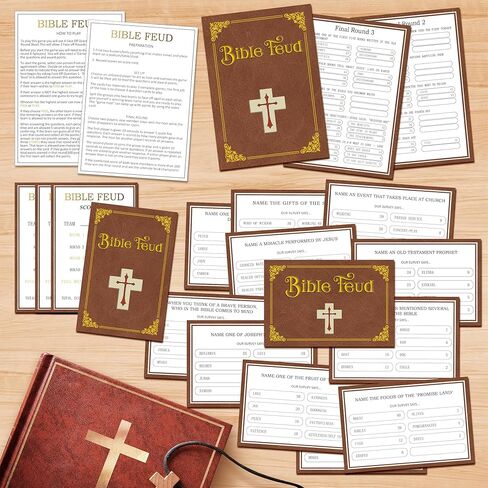 Bible Feud Quiz, Bible Trivia Games for Family, Family Feud Game for Adults, Bible Family Feud Questions, Games for Church Group, Trivia Cards(scyx01) in Saudi Arabia