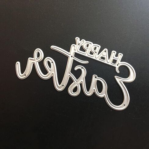 Happy Easter Metal Cutting Dies Stencil Scrapbooking DIY Album Stamp Paper Cuts for Card Making Dies Stencil Words for Card Making Flowers Die Cuts Accessories in Saudi Arabia
