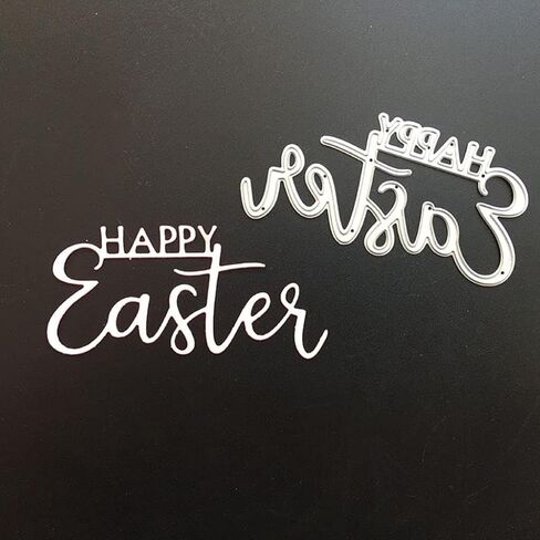 Happy Easter Metal Cutting Dies Stencil Scrapbooking DIY Album Stamp Paper Cuts for Card Making Dies Stencil Words for Card Making Flowers Die Cuts Accessories in Saudi Arabia