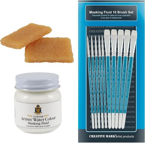 سائل إخفاء أرتاراما من جيري لمجموعة الطلاء بالألوان المائية مع زجاجة 40 مل، مجموعة 10 فرش صناعية، 2 التقاط أسمنت مطاطي؛ تفاصيل دقيقة، سهلة الإزالة in Kuwait