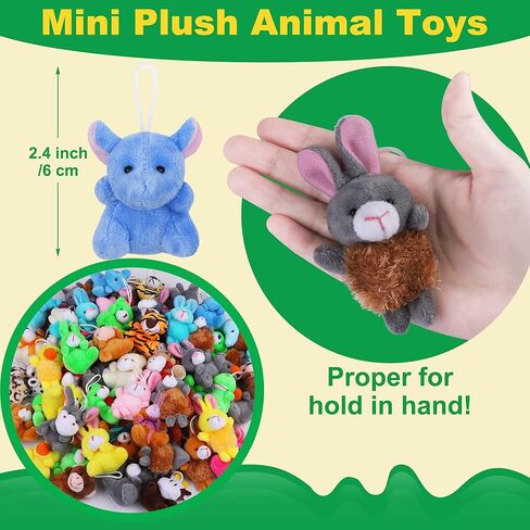 Fovths 64 Pieces Mini Plush Animals Toys Set Cute Small Stuffed Animal Keychain Jungle Animal Decor Goodie Bag Basket Fillers for Birthday Christmas Party in Saudi Arabia
