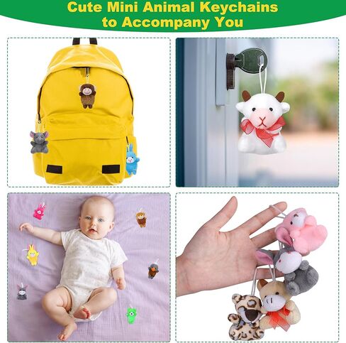 Fovths 64 Pieces Mini Plush Animals Toys Set Cute Small Stuffed Animal Keychain Jungle Animal Decor Goodie Bag Basket Fillers for Birthday Christmas Party in Saudi Arabia