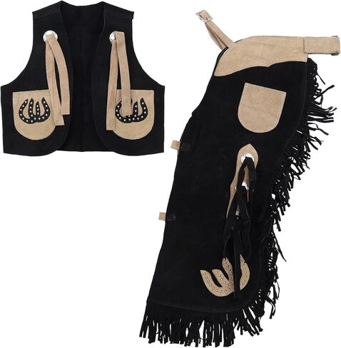 Showman Kid's Suede Chaps & Vest w/Horseshoe Design in Saudi Arabia