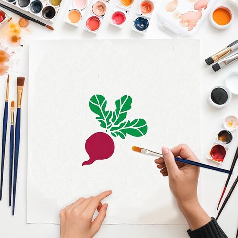 MAYJOYDIY 30Pcs Fruit Vegetable Stencils Pumpkin Mushroom Painting Stencil 5.9×5.9inch Reusable Strawberry Lemon Drawing Template with Paint Brush for Craft on Window Wood Wall Home Decor in Saudi Arabia