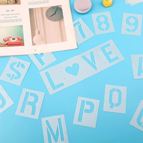 42pcs Letter Stencils, 2 inch Reusable Plastic Letter Number Template Symbol Numbers Craft Stencils for Painting DIY Art Projects Decoration in Saudi Arabia