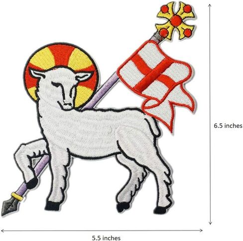 Cute-Patch 6.5" Agnus Dei Easter Lamb Embroidered Iron On Patch Christian Design SCA in Saudi Arabia