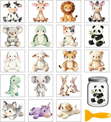 GLOBLELAND 18 Sheets Vintage Patchwork Animals Rub on Transfers Sticker for Crafts 3.9x3.6inch Lion Fox UV DTF Cup Wraps Decals Stickers Retro Rabbits Patterns Transfer Decal for Glass Bottle Decors in Saudi Arabia