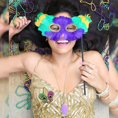 6 Pcs Mardi gras Iron On Patches Set, Purple Gold Green Sequin, Mardi gras Patches Iron On Fleur De Lis Applique Transfers Fit for Clothing Hats DIY Craft, Carnival Party Accessories in Kuwait