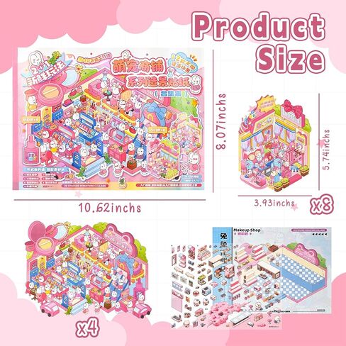 12 Sets 3D Sticker Scene Book 3D House Stickers DIY Cute Scene Stickers Make Your Own Scenes Miniature Room Sticker Therapy for Relief Stress Pass The Time in Saudi Arabia