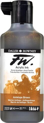 Daler-Rowney FW Acrylic Ink Bottle Antelope Brown - Versatile Acrylic Drawing Ink for Artists and Students - Permanent Calligraphy Ink - Archival Ink for Illustrating and More in Saudi Arabia