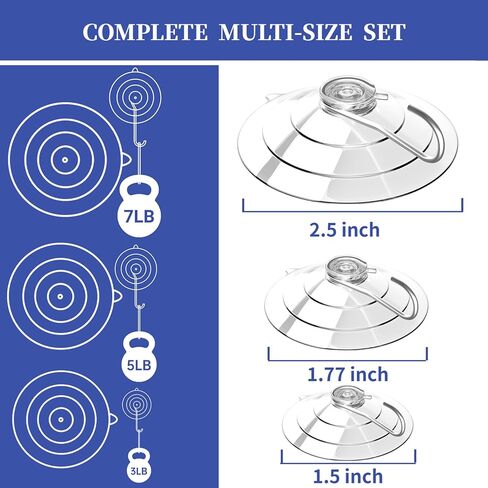 Suction Hook, 14 Packs Combo -4 Small 8 Medium 2 Large,Waterproof Bathroom Suction Hooks for Shower, Kitchen, Window Suction Cups with Hooks - Removable Wreath Door Hanger in Saudi Arabia