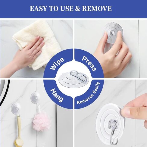 Suction Hook, 14 Packs Combo -4 Small 8 Medium 2 Large,Waterproof Bathroom Suction Hooks for Shower, Kitchen, Window Suction Cups with Hooks - Removable Wreath Door Hanger in Saudi Arabia