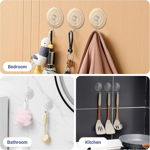 Suction Hook, 14 Packs Combo -4 Small 8 Medium 2 Large,Waterproof Bathroom Suction Hooks for Shower, Kitchen, Window Suction Cups with Hooks - Removable Wreath Door Hanger in Saudi Arabia