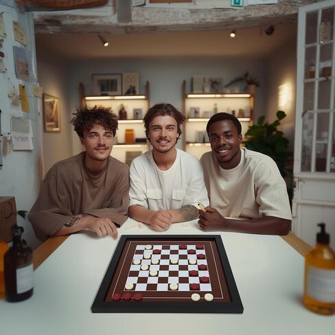 Wall Mounted Board Games Classic Checkers Game Strategy and Fun Games Art Decor for Home Checkers Board Game Magnetic Hanging Checkers and Chess Wooden Board Games (Checkers and Chess) in Saudi Arabia