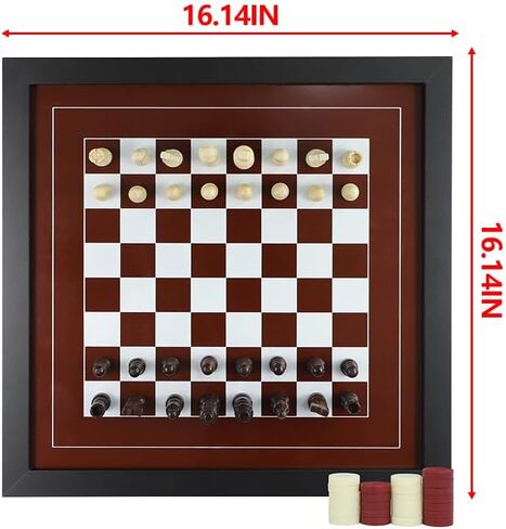 Wall Mounted Board Games Classic Checkers Game Strategy and Fun Games Art Decor for Home Checkers Board Game Magnetic Hanging Checkers and Chess Wooden Board Games (Checkers and Chess) in Saudi Arabia
