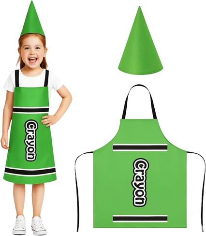 2 Pcs Color Crayon Apron and Funny Gnome Cone Hat for School Colorful Crayon Outfit for Kids Fancy Dress in Saudi Arabia