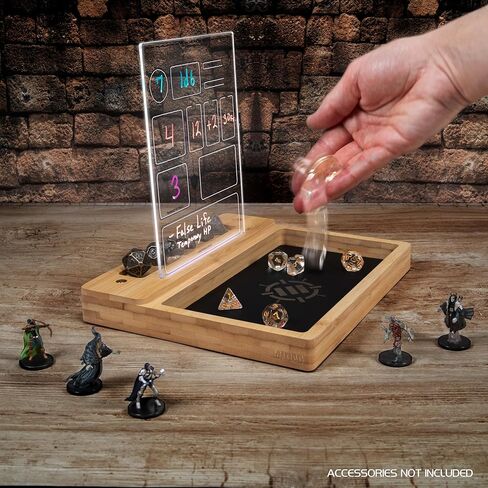 ENHANCE LED Writing Score Board & Dice Tray for Table Games - Dice Rolling Tray with 7 LED Colors, Touch Control, 4 Color Marker Set, Eco-Friendly Bamboo Wood Base - Perfect for Game Night, MTG, RPGs in Saudi Arabia