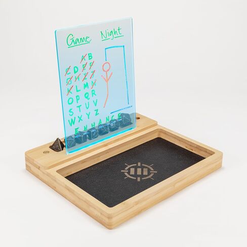 ENHANCE LED Writing Score Board & Dice Tray for Table Games - Dice Rolling Tray with 7 LED Colors, Touch Control, 4 Color Marker Set, Eco-Friendly Bamboo Wood Base - Perfect for Game Night, MTG, RPGs in Saudi Arabia