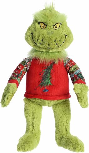 Aurora® Festive Dr. Seuss™ Ugly Sweater Light-Up Grinch Stuffed Animal - Officially Licensed Plush for Imaginative Play - Perfect for Holiday Decorations or Gifts - Green 9.5 Inches in Saudi Arabia