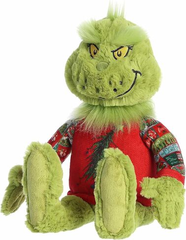 Aurora® Festive Dr. Seuss™ Ugly Sweater Light-Up Grinch Stuffed Animal - Officially Licensed Plush for Imaginative Play - Perfect for Holiday Decorations or Gifts - Green 9.5 Inches in Saudi Arabia