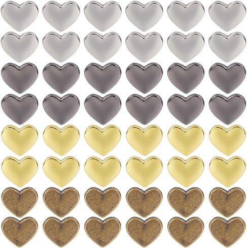 100Pcs Alloy 1 Hole Heart Shaped Buttons Retro Love Shank Metal Bulk Vintage Golden Silver Assorted Trim Matallic Valentine Brass Gold Buttons for Crafts Sewing Making Clothes Decorations in Saudi Arabia