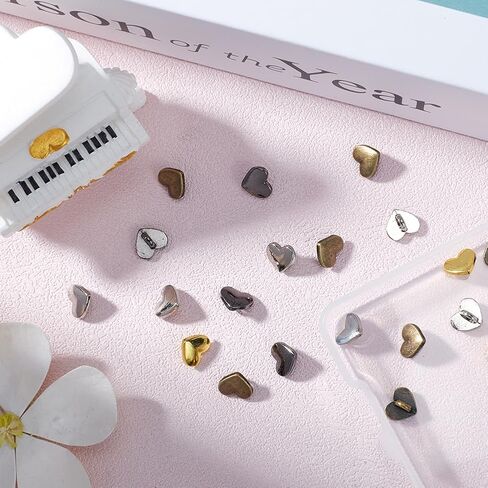 100Pcs Alloy 1 Hole Heart Shaped Buttons Retro Love Shank Metal Bulk Vintage Golden Silver Assorted Trim Matallic Valentine Brass Gold Buttons for Crafts Sewing Making Clothes Decorations in Saudi Arabia