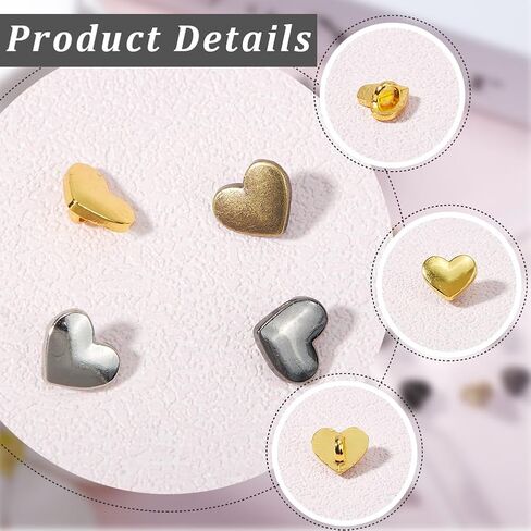 100Pcs Alloy 1 Hole Heart Shaped Buttons Retro Love Shank Metal Bulk Vintage Golden Silver Assorted Trim Matallic Valentine Brass Gold Buttons for Crafts Sewing Making Clothes Decorations in Saudi Arabia