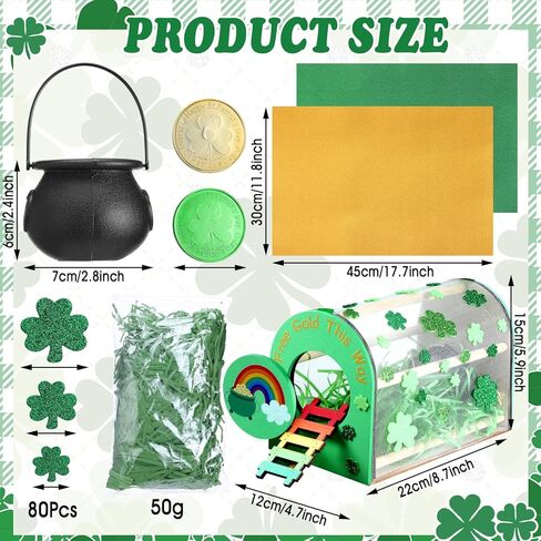 Skylety St. Patrick's Day Leprechaun Trap Kit زينة عيد القديس باتريك الخشبية DIY Craft اصنع فخًا للقبض على Leprechaun Craft Kit Set للأنشطة لوازم الحفلات الأيرلندية in Kuwait