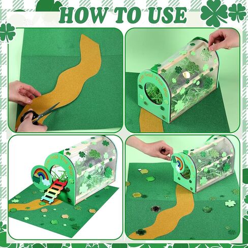 Skylety St. Patrick's Day Leprechaun Trap Kit زينة عيد القديس باتريك الخشبية DIY Craft اصنع فخًا للقبض على Leprechaun Craft Kit Set للأنشطة لوازم الحفلات الأيرلندية in Kuwait