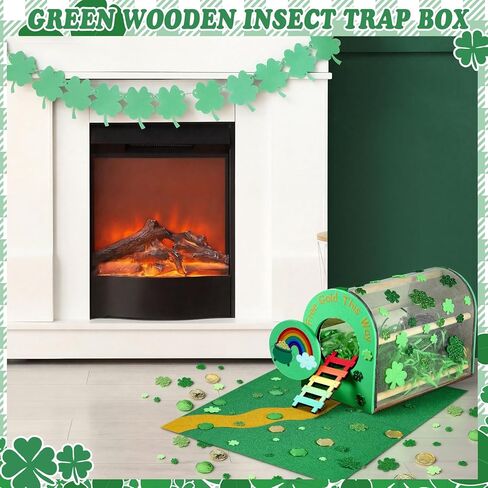Skylety St. Patrick's Day Leprechaun Trap Kit زينة عيد القديس باتريك الخشبية DIY Craft اصنع فخًا للقبض على Leprechaun Craft Kit Set للأنشطة لوازم الحفلات الأيرلندية in Kuwait